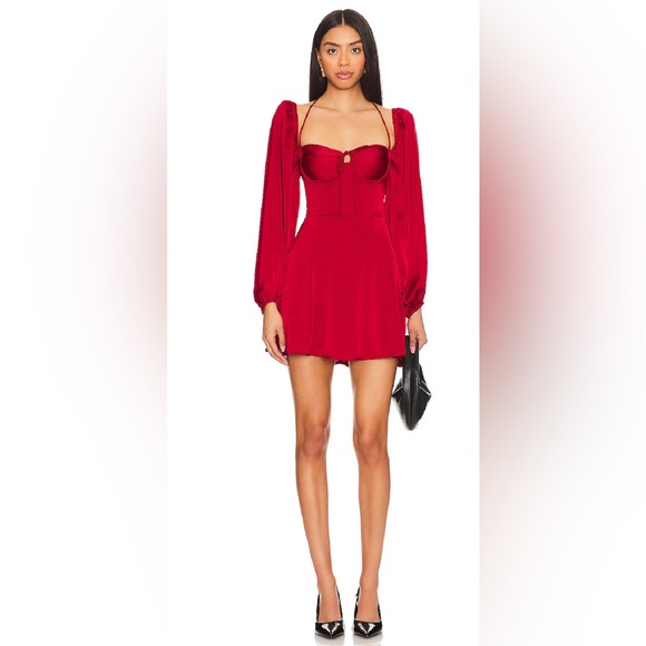 REVOLVE Dresses & Skirts - REVOLVE Vivian Satin Mini Dress Deep Red Medium